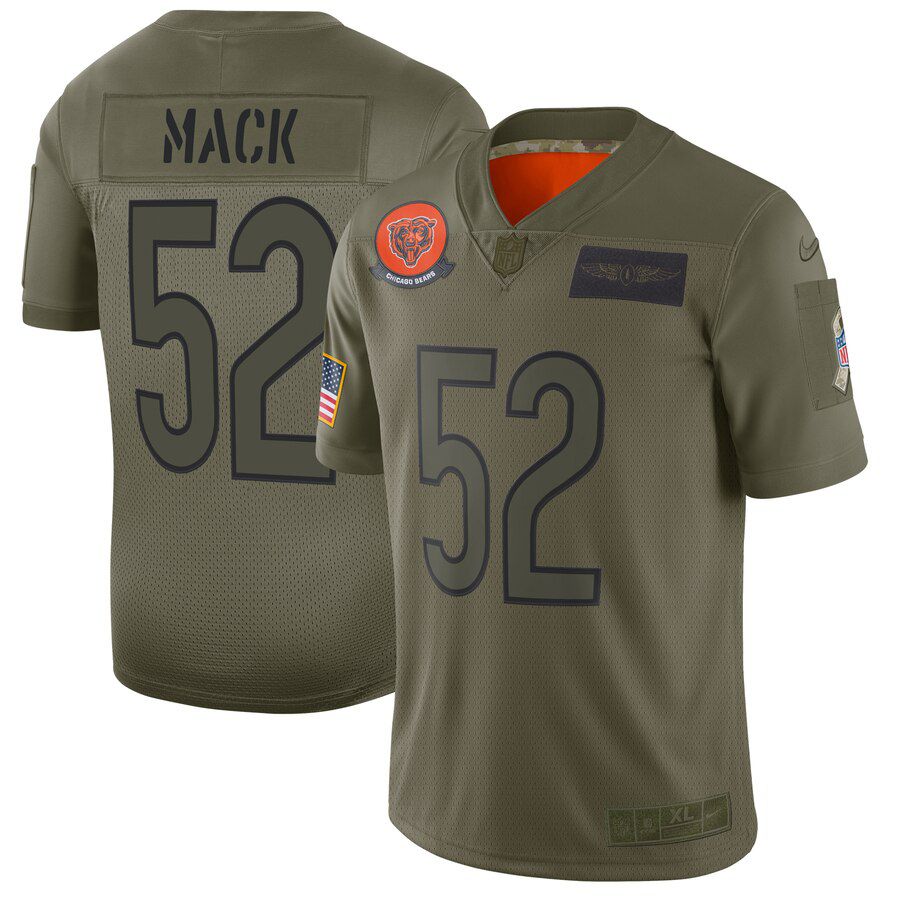 Men Chicago Bears #52 Mack Green Nike Olive Salute To Service Limited NFL Jerseys